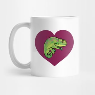 Purple Heart Colorful Chameleon for Chameleon Lovers Mug